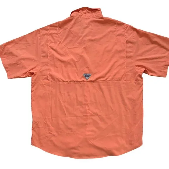 Columbia Sportswear PFG Button Performance Fishing Gear Shirt Orange Mens XL - Picture 2 of 12